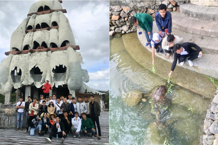 Sinh viên và giáo viên tham quan Thủy cung Trí Nguyên Nha Trang
